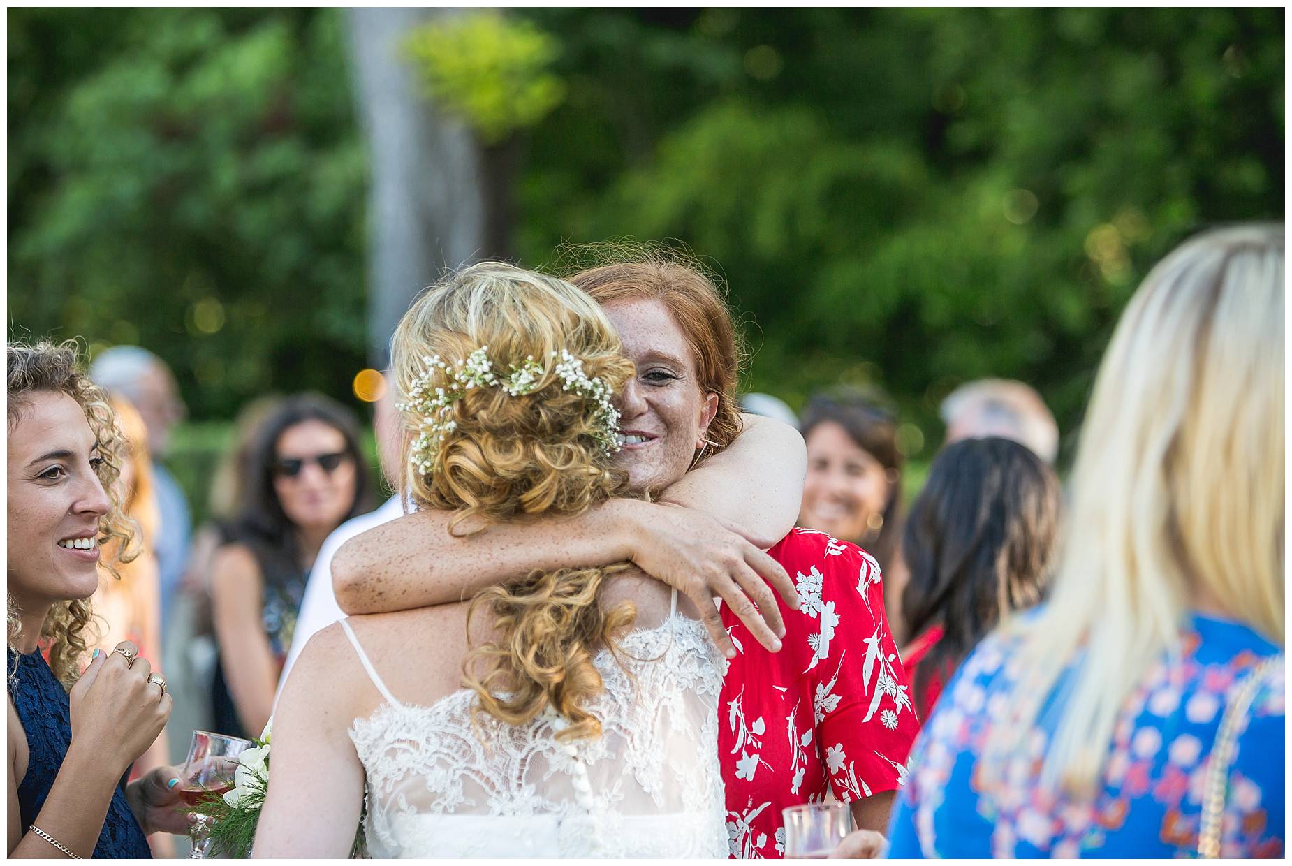 bride hugs friend